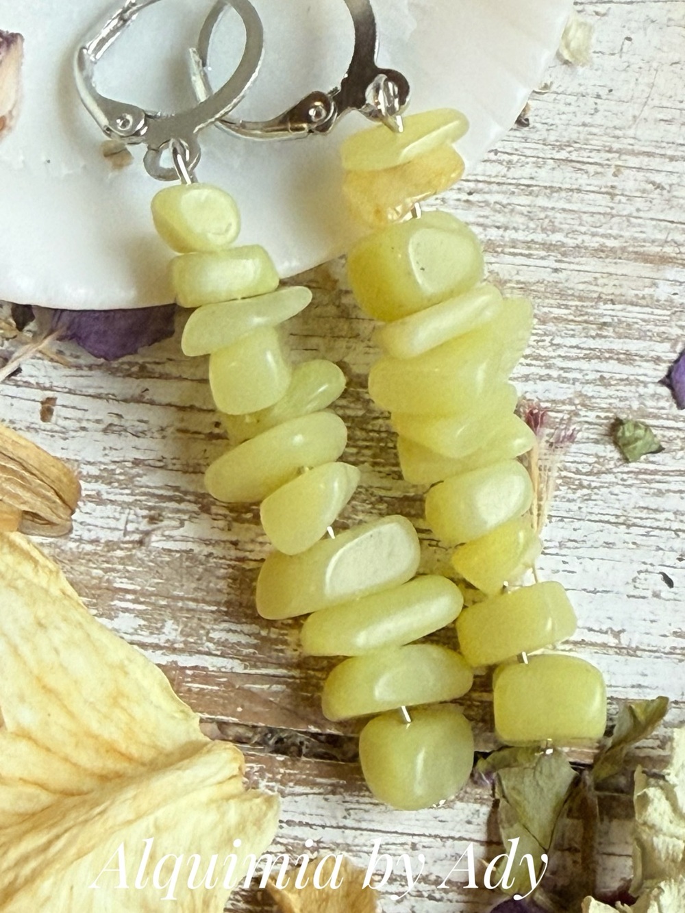 Alquimia Pale Yellow Jade  Stack Chip Dangle Earrings